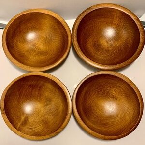 Vintage Set of (4) 6-1/2" Woodcroftery Made in America Wooden Bowls EC